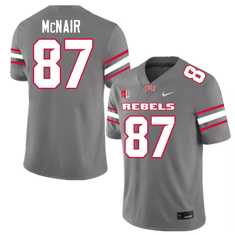 #87 Tavian McNair UNLV Rebels College Football Jersey Stitched-Grey